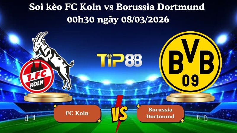 TIP88 Nhận định soi kèo FC Koln vs Borussia Dortmund 00h30 ngày 08/03/2026 - Bundesliga
