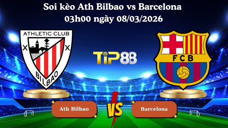 TIP88 Nhận định soi kèo Ath Bilbao vs Barcelona 03h00 ngày 08/03/2026 - La Liga