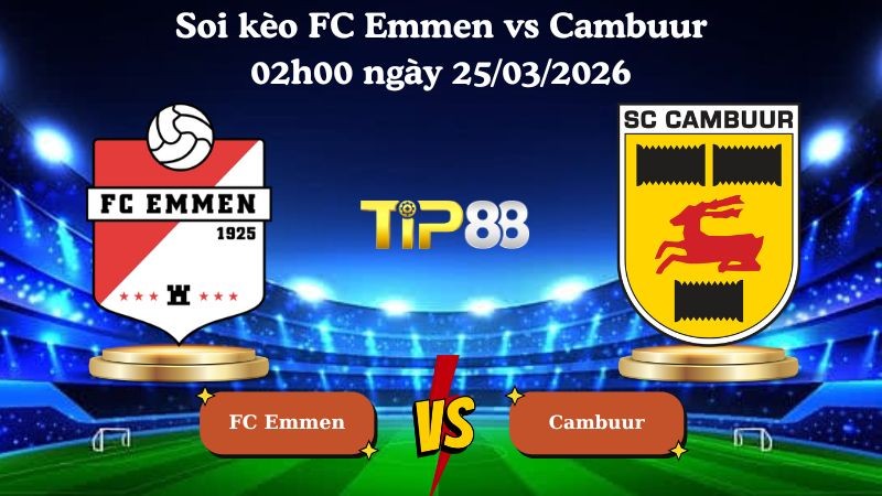 TIP88 Nhận định soi kèo FC Emmen vs Cambuur 02h00 ngày 25/03/2026 - Hạng 2 Hà Lan